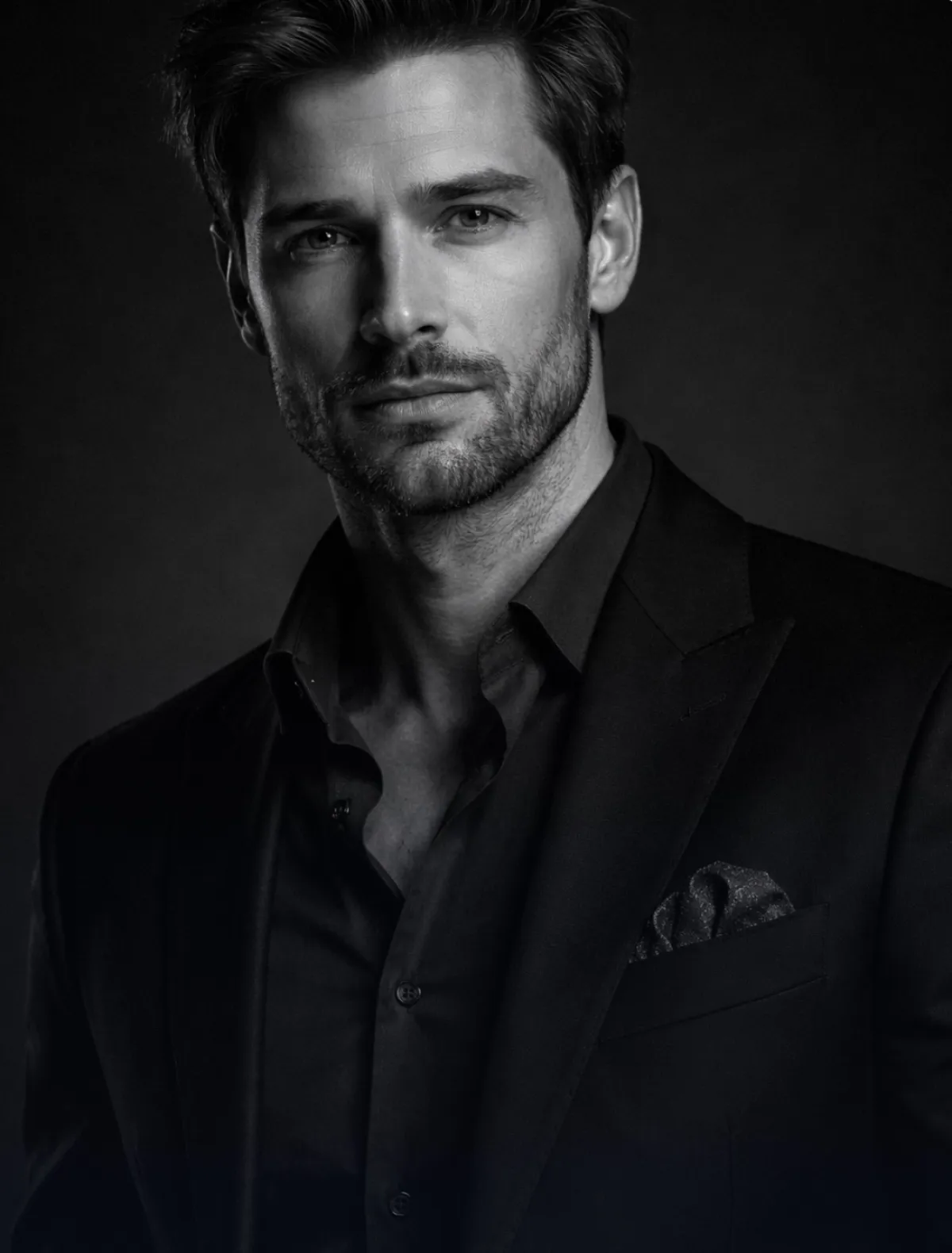 GQ Tarzı Modern Yönetici Portresi (Siyah Beyaz)