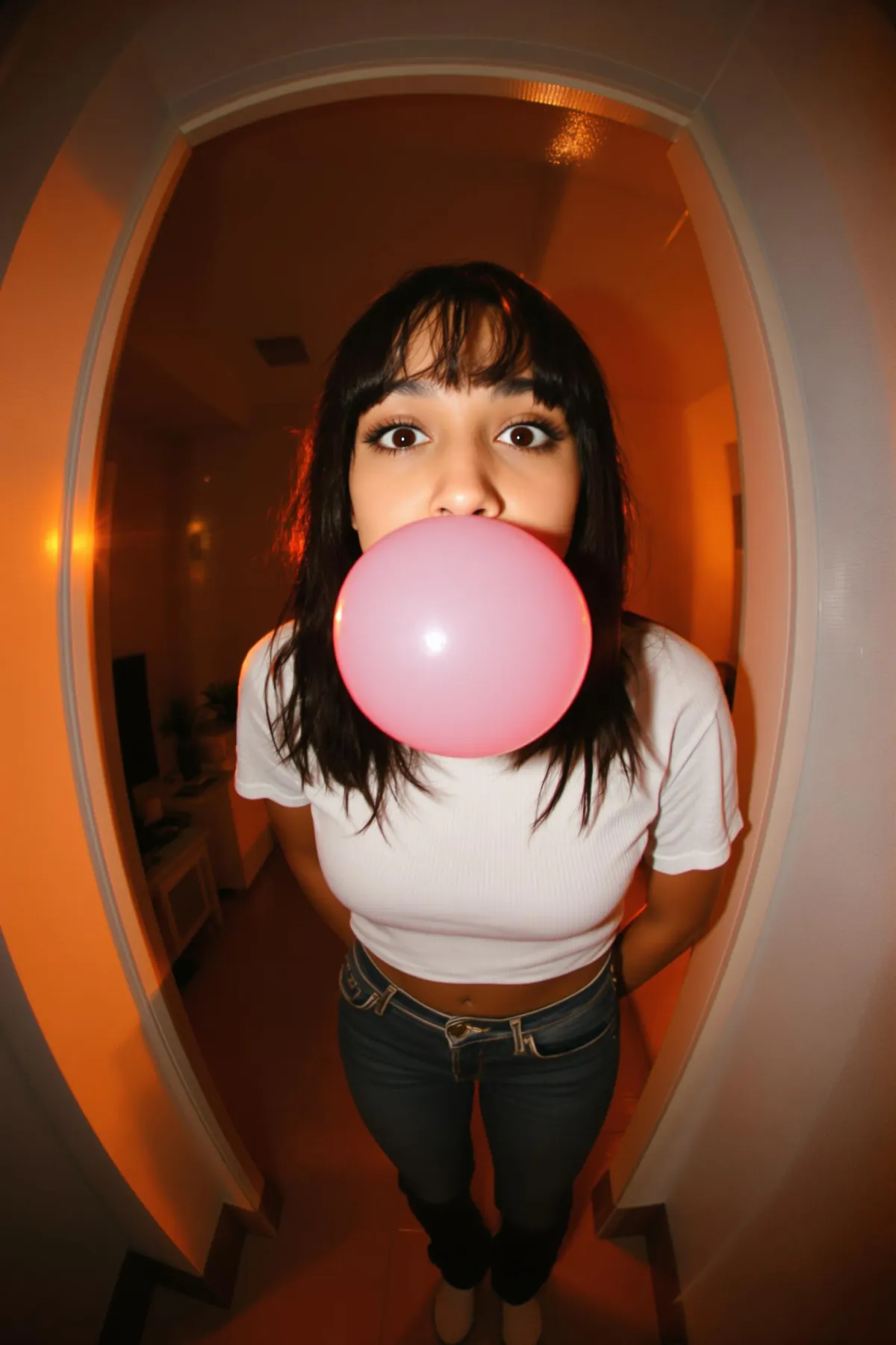 Apartman Girişinde Oyunbaz Balık Gözü Portresi