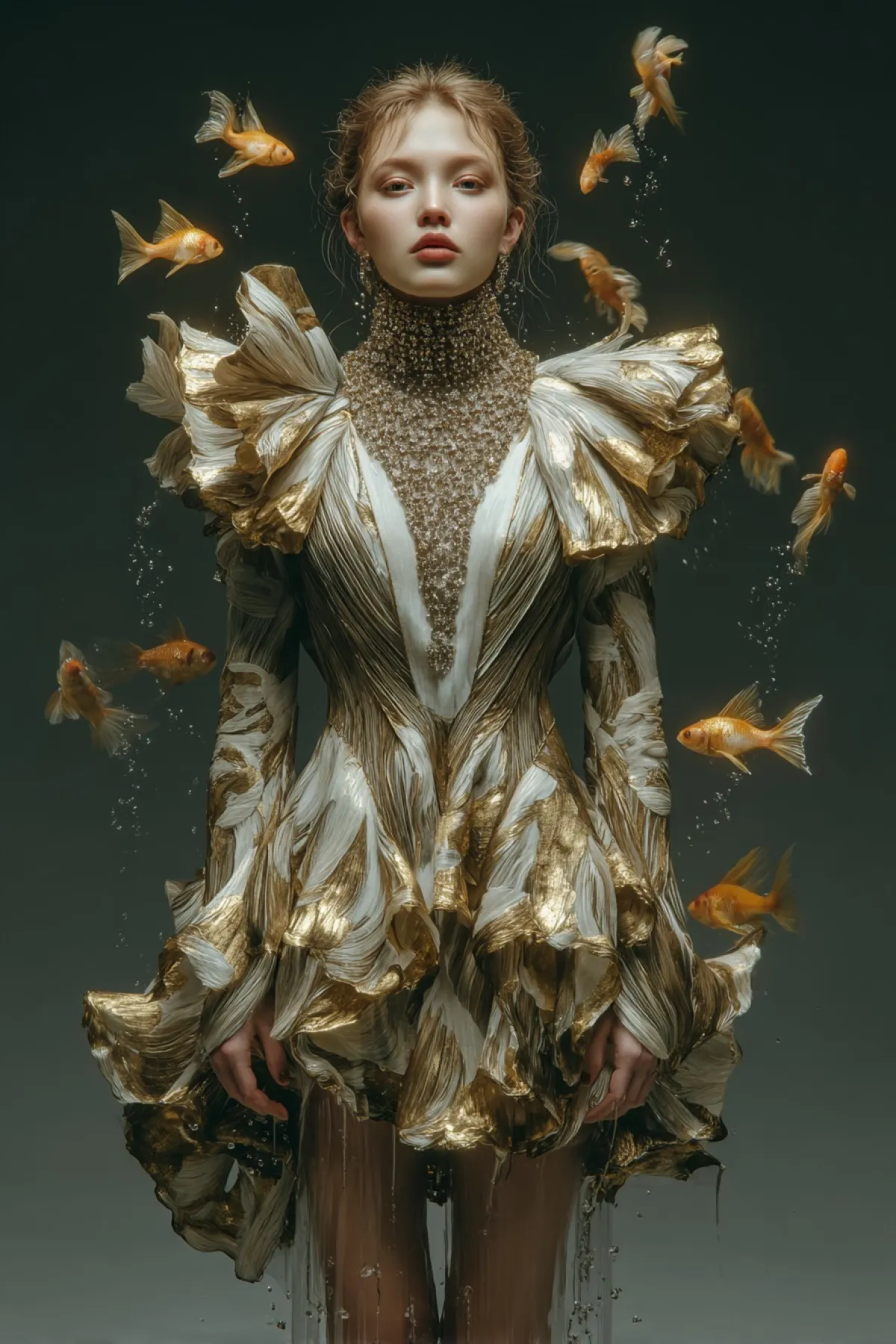 Eriyen Altın Sürrealist Yüksek Moda