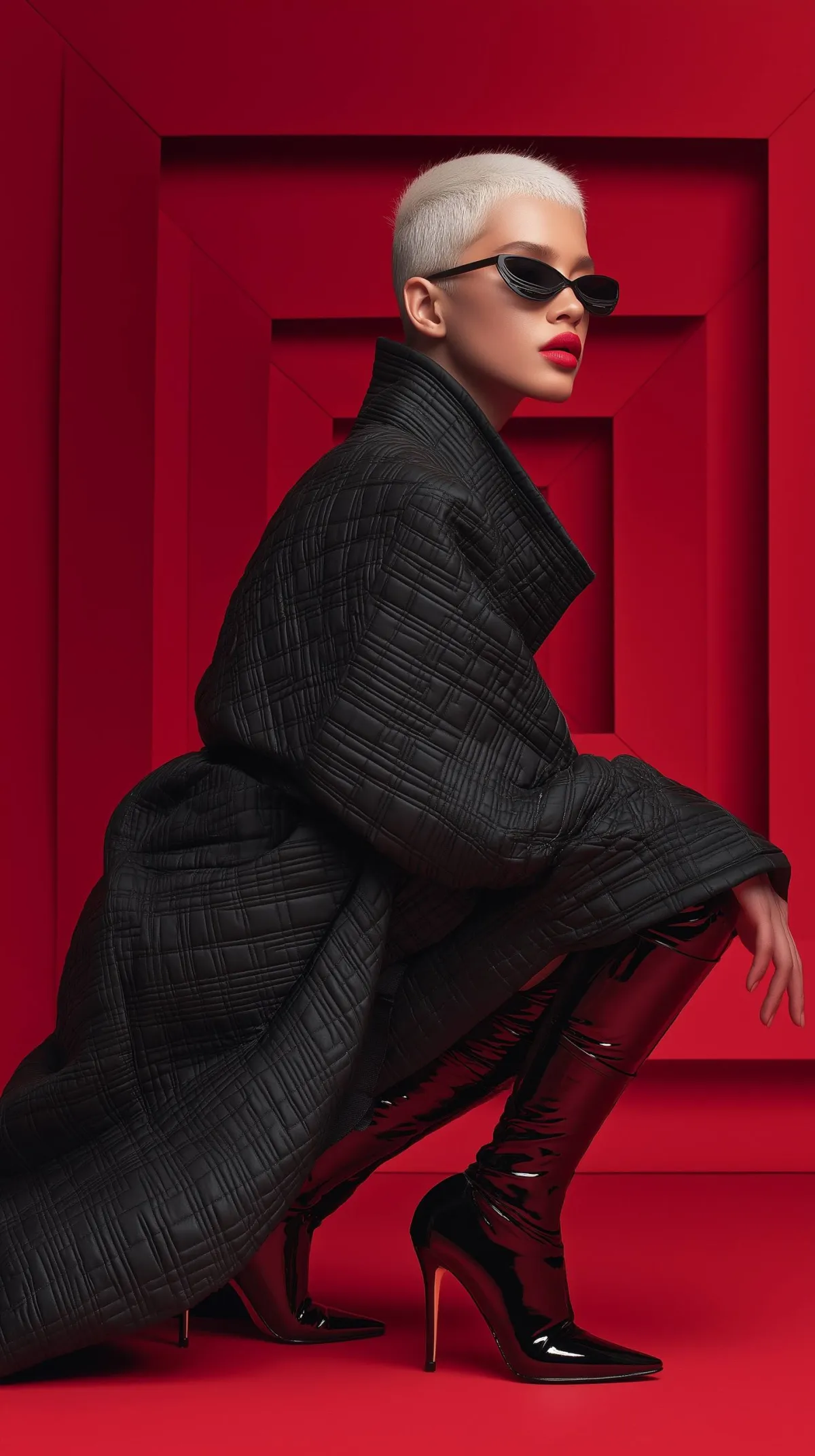 Saint Laurent Tarzı: Heykelsi Siyah ve Kırmızı Gradyan