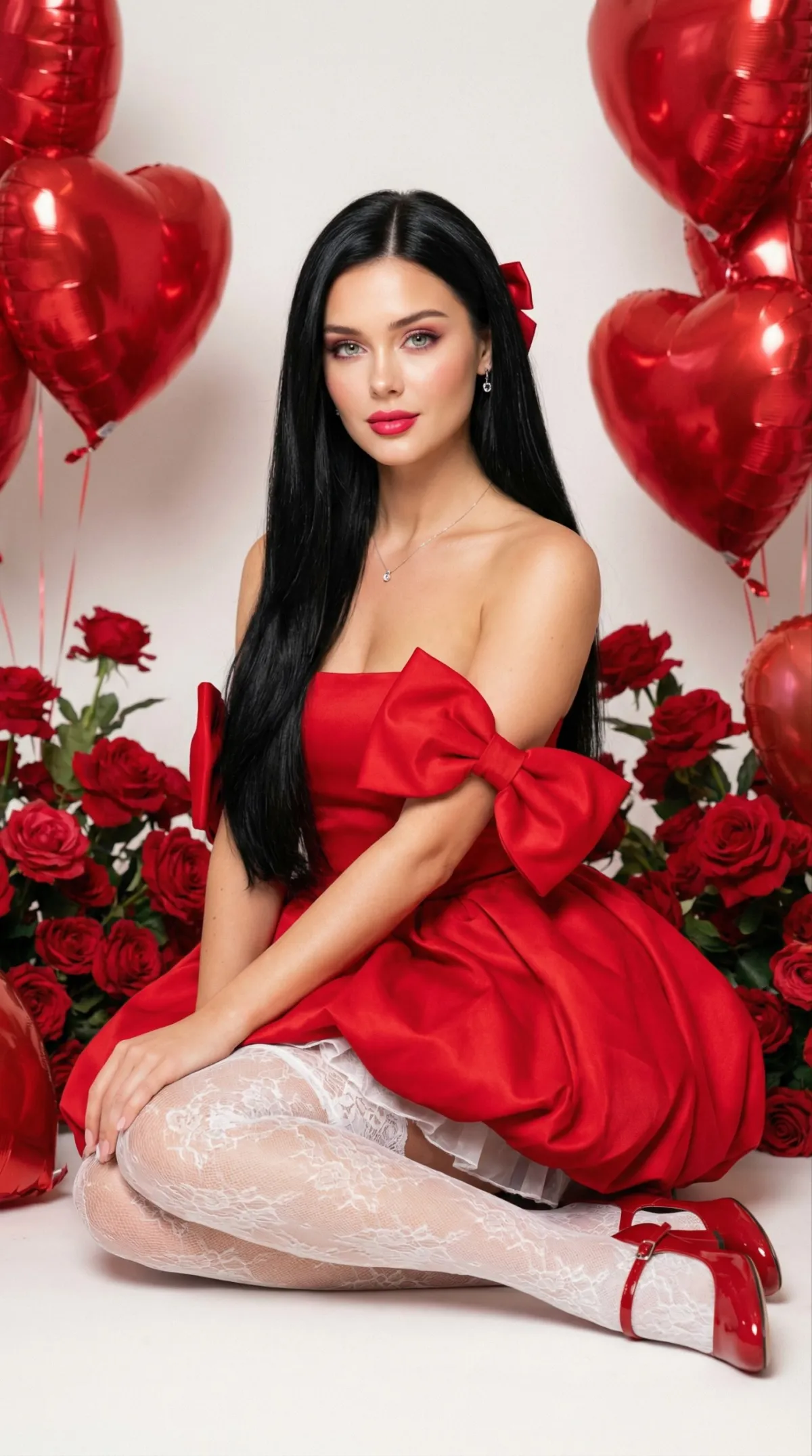 Romantik Kırmızı Couture Portre