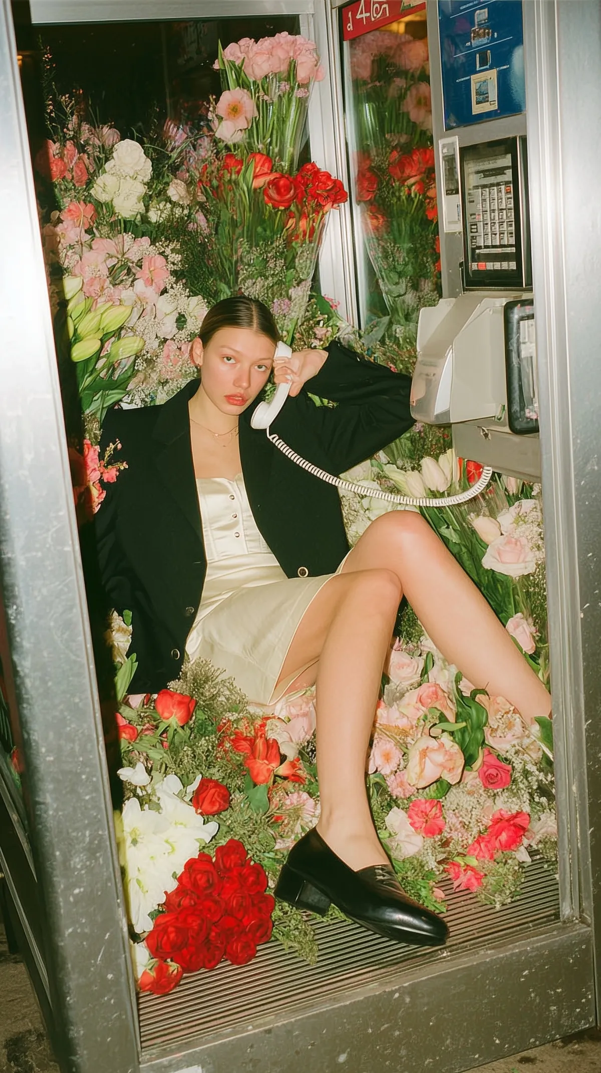 Gece Yarısı Çiçekli Telefon Kulübesi