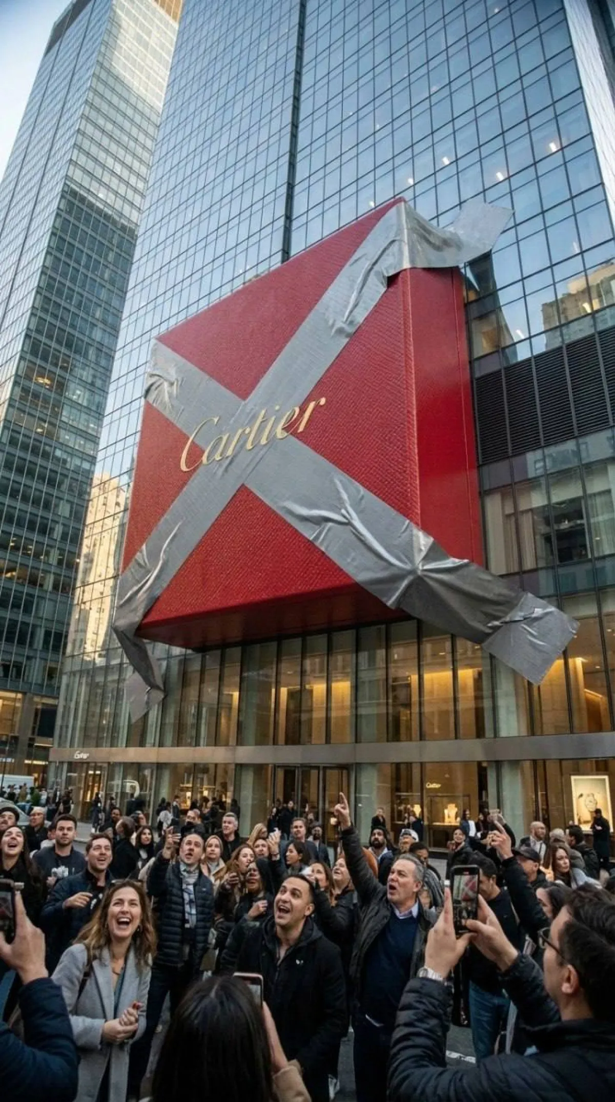 Dev Ürün Gökdelene Koli Bandıyla Yapıştırılmış